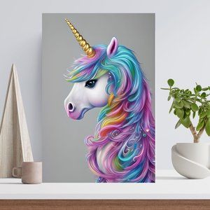 Unicorn Fluffy Pearlesque Filigree Graphic Canvas Poster 16" x 24"